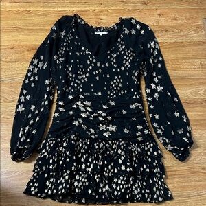 LoveShackFancy Black and gold  Mini Dress Sz 10